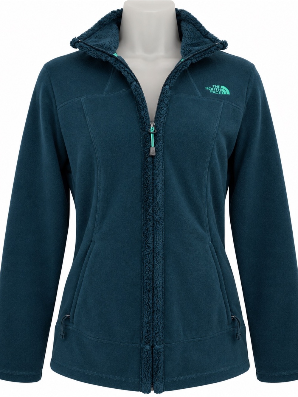 The North Face Women’s Fleece Jacket Teal with Mint Trim Size M